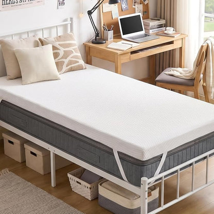 SINWEEK 3 Inch Memory Foam Mattress Topper Twin XL Size with Breathable Bamboo Cover for College Dorm, Pressure Relief Mattress Pad to Revitalize Old Beds, Non-Slip and Machine Washable for Easy Care