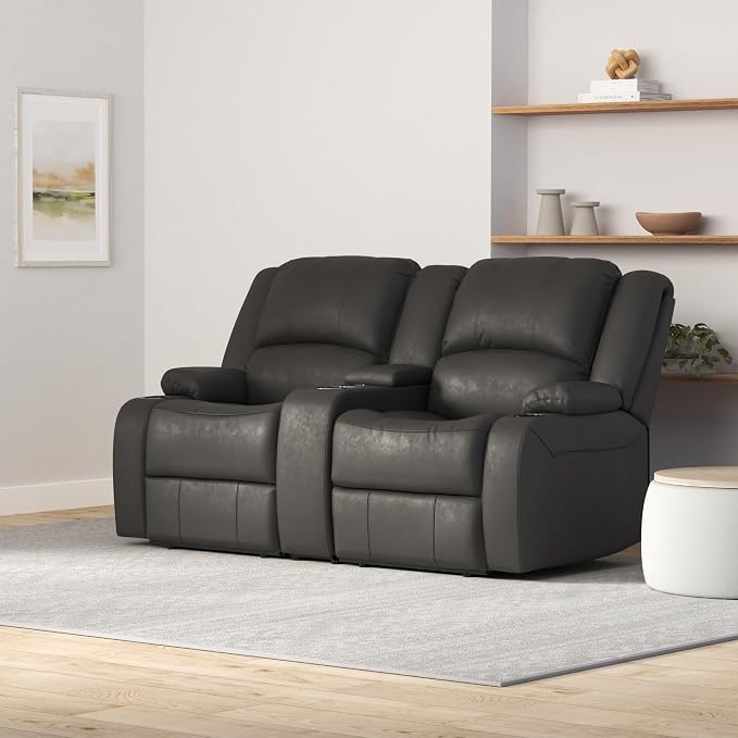 RecPro Charles 67" RV Wall Hugger Reclining Sofa | Gunmetal