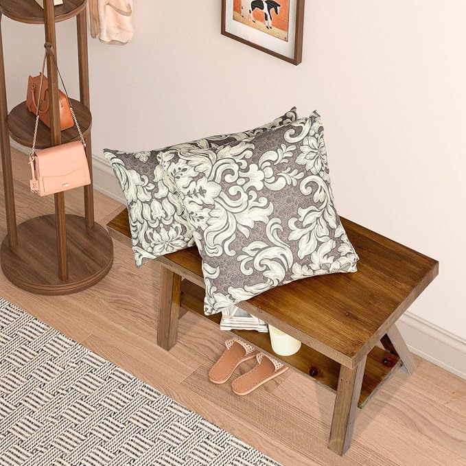 Wnutrees 30" Farmhouse Wood Bench, Rustic Indoor Storage Bench for Entryway, Living Room, End of Bed, Original Solid Wood Construction