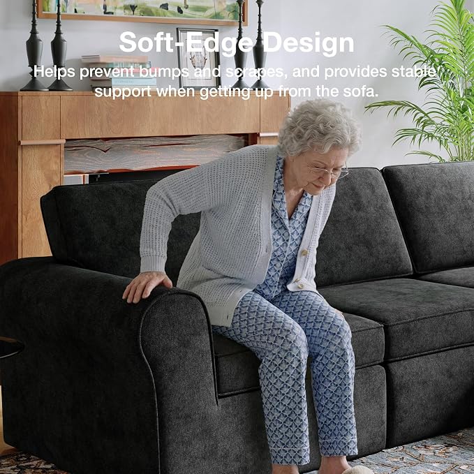 Novilla 108" Modular Sectional Sofa, Modular Sectional Couches for Living Room Bedroom, Chenille Removable Cover Cloud Couch Sectional with Smarts Coil® Support L-Shaped Couch(Dark Grey, 3 Seater)