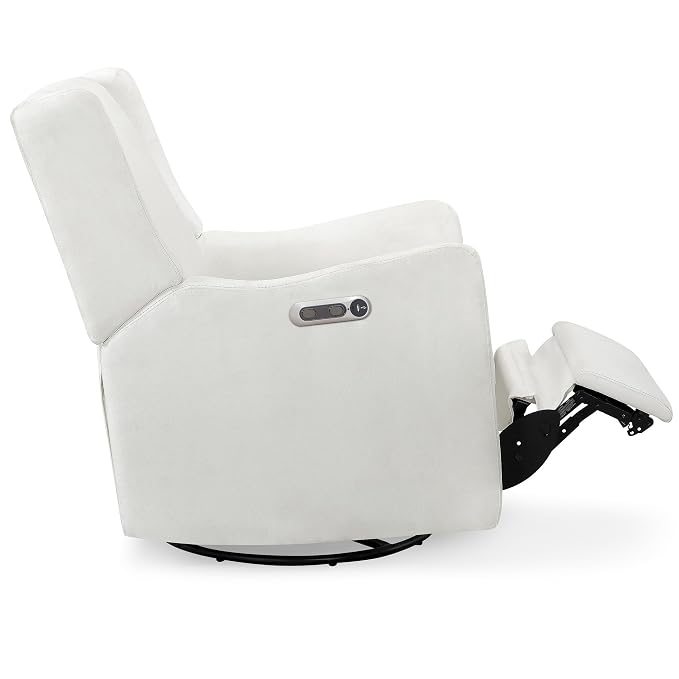 Delta Children Mercer Electronic Power Recliner and Swivel Glider with USB Port in LiveSmart Performance Fabric - Water Repellent & Stain Resistant, Pearl