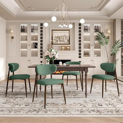 MALOL Dining Chairs Set of 6, Curved Back Kitchen Room Chairs with Metal Legs and Anti Slip Pads, Upholstered Dining Chair for Home and Restaurant, Green