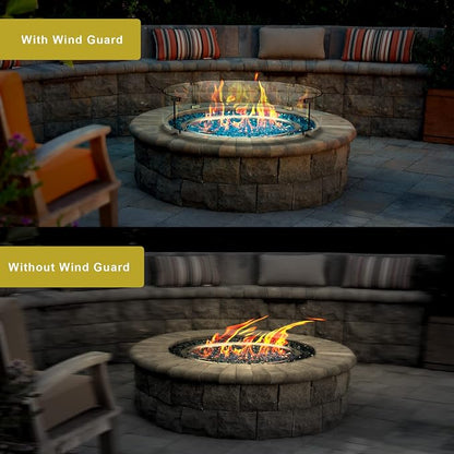 Holy Fire 17.5" L x 17.5" x 6" Square Fire Pit Glass Wind Guard Clear Tempered Glass Flame Protective Pane Wind Resistant - Fits 12” Square Fire Pit Burner Pan