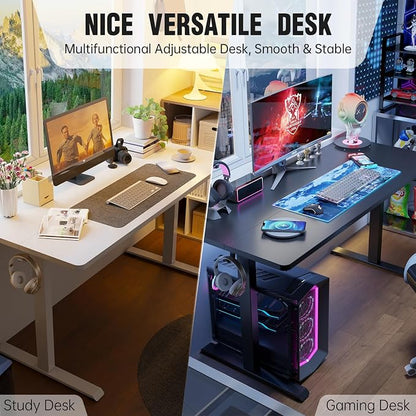 Veken 63x27.6 Inch Large Electric Standing Desk, Heights Adjustable,Sit to Stand Up, Work Home Office Computer Table for Walking Pad, Wooden Desktop Desks, Black