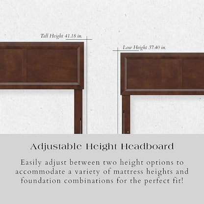 AFI, Sophia Adjustable Modern Queen Wood Headboard, Walnut