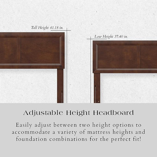 AFI, Sophia Adjustable Modern Queen Wood Headboard, Walnut