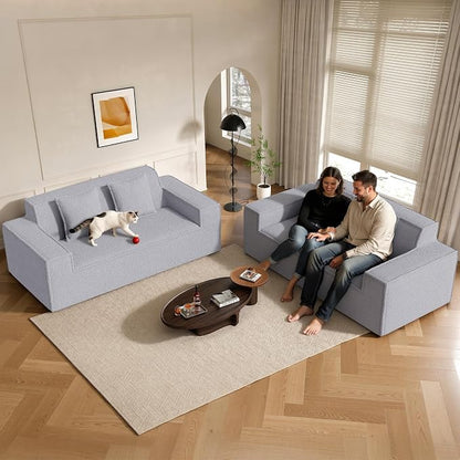 75'' Cloud Loveseat Sofa, No Assembly Required Comfy Deep Seat Couches 1 pcs for Living Room, Bedroom, Apartment(Teddy Fabric-Grey)