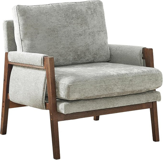 Roundhill Furniture Kelly Mid-Century Modern Accent Armchair, Gray
