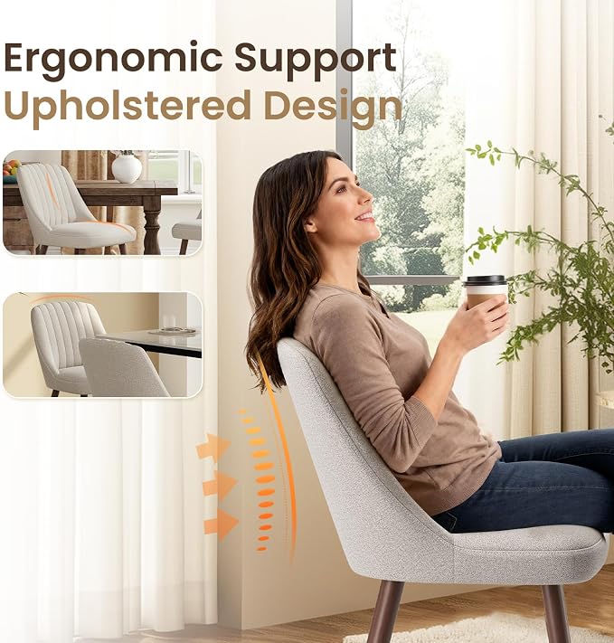 MALOL Upholstered Dining Chairs Set of 4, Modern Fabric Kitchen Chairs with Back, Wood Legs for Kitchen Dining Room Restaurant, Camel