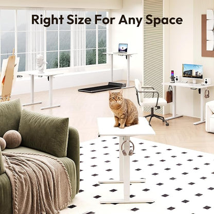 Electric Standing Desk,35x24 Inches Adjustable Height Stand up Desk, Sit Stand Home Office Desk with Splice Board, 3 Preset Heights,Equipped with Hooks,Ergonomic Computer Desk Workstation，White
