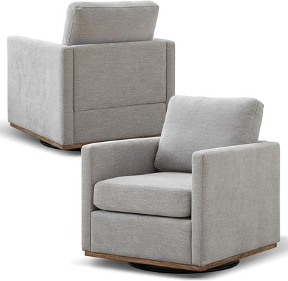 Aoiy & Wifon 30.7" W Swivel Accent Chair Set of 2, Mid Century Modern Swivel Chairs for Living Room, Comfy Small Accent Chair, Wavy Chenille, Light Gray