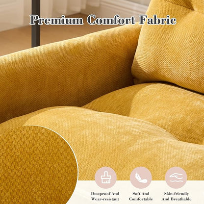Swivel Accent Chair Set of 2, Modern Swivel Barrel Chair for Living Room, 360 Degree Comfy Square Accent Barrel Chair, Upholstered Sofa Armchair for Bedroom,Reading, Chenille, Mustard Yellow