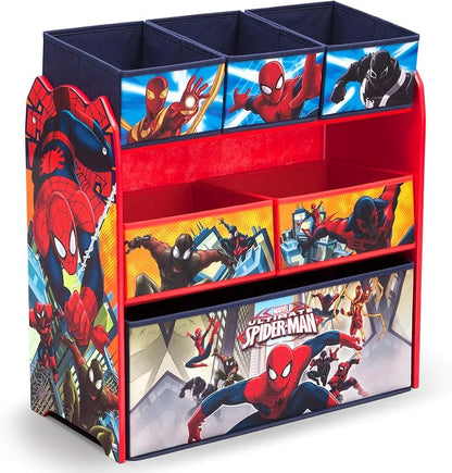 Delta Children Toy Organizer, 6 Bin | Greenguard Gold Certified | Spider-Man | Pack of 2