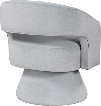 Lexicon 360 Degree Swivel Accent Chair, Modern Comfy Velvet Round Barrel Chair, Open Back, Plush Foam Cushions, Metal Swivel Base for Living Room/Bedroom/Office/Small Spaces, Gray