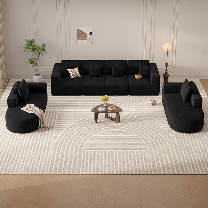 Living Room Furniture Sets,Modern U Shaped Modular Sectional Sofa,Convertible Cloud Couches for Living Room,Comfy 4 Seater with 2 Chaise Furniture Set, Boneless Couch Sofa,1 PCS