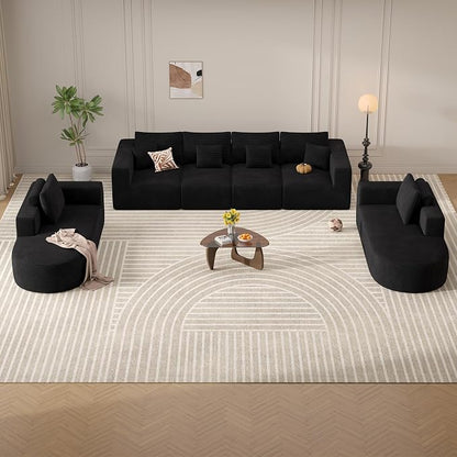 Living Room Furniture Sets,Modern U Shaped Modular Sectional Sofa,Convertible Cloud Couches for Living Room,Comfy 4 Seater with 2 Chaise Furniture Set, Boneless Couch Sofa,1 PCS