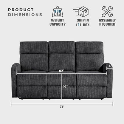 Lexicon Manual Reclining Sofa, Textured Microfiber Recliner Sofa, Wall Hugger, Track Arms, Magazine Pockets, Manual Dual Recliners Couch for Living Room/Office/Apartment, Easy Assembly, Dark Gray