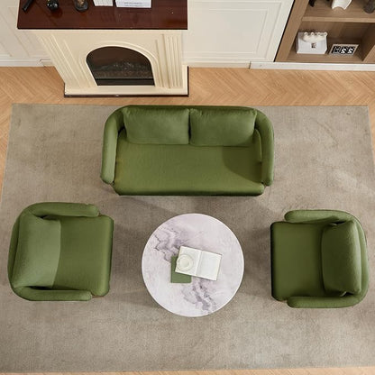YISHENG Loveseat Sofa Modern Accent Chairs for Living Room with Golden Metal Legs Soft Teddy Upholstered Reading Armchairs no Wheels for Reception Room//Bedroom/Lounge/Office, Green