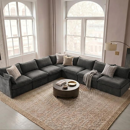 Cloud Modular Corner Sectional, Oversized Deep Seat Comfort, Luxe Chenille | Fully Removable Washable Covers, Memory Foam Seat Cushions, Premium Fabric