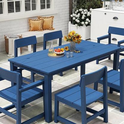 Jocoevol 9 Piece Outdoor Dining Table Set for 8 HIPS Patio Dining Sets with Umbrella Hole Outdoor Furniture All Weather Patio Furniture Set for Outside Deck Backyard Poolside Garden, Deep Blue