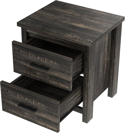 4 Piece Bedroom Set, Queen Size Bedroom Furniture Sets with 2 Nightstands and Charging Station, Bedroom Furniture Sets with 1 Dresser and Wood Platform Bed Frame for Bedroom, Antique Gray
