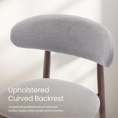 COLAMY Mid-Century Modern Wooden Dining Chair Set of 6, Indoor Upholstered Kitchen Chairs with 2.6" Cozy Padded Seat, Walnut Finish Side Dining Chair, [Gray]