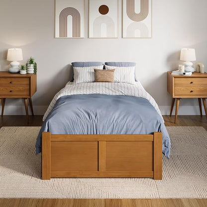 AFI, Concord Twin XL Platform Bed with Footboard & Storage Drawers, Light Toffee