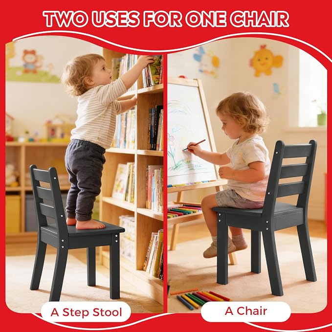 Costaelm Kids Table and 4 Chair Set, Activity Table Chair Set, Toddler Game, Playroom Furniture, Picnic Table Chairs, 5 Piece Dining Table Set, Gray