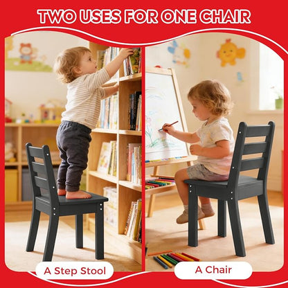 Costaelm Kids Table and 4 Chair Set, Activity Table Chair Set, Toddler Game, Playroom Furniture, Picnic Table Chairs, 5 Piece Dining Table Set, Gray