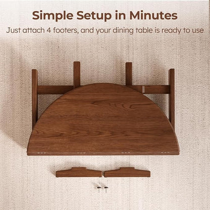 47.2" Solid Wood Small Round Dining Table, 3 in 1 Space Saving Folding Dining Table, Foldable Kitchen Table for 2-6, Round Table with Leaf, Wooden Folding Table Drop Leaf Tables for Small Spaces