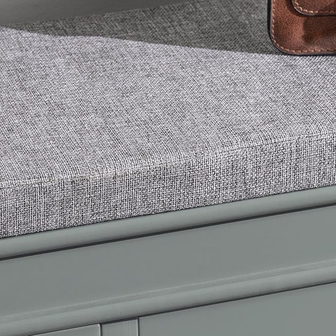 SoBuy Grey Storage Shoe Bench with 2 Flip Drawers, Hidden Shoe Bench, Free Standing Shoe Rack, Shoe Cabinet, Hallway Storage Bench with Seat Cushion FSR64-HG