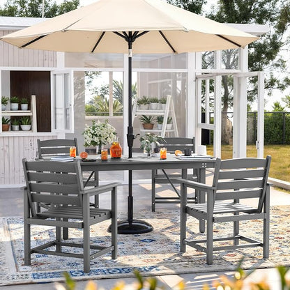 UDPATIO HDPE Patio Dining Set of 4, Heavy Duty Extra-Wide Outdoor Chairs with 360 lb Load Capacity, Easy to Assembly, All-Weather Seating for Patio, Pool, Garden, Backyard