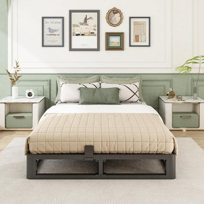 Bilily 6 Inch Full Bed Frame with Round Corner, Heavy Duty 3500 LBS Steel Slats Support with Mattress Slide Stopper, No Box Spring Needed, Noise Free, Easy Assembly