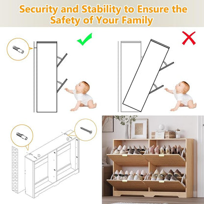 BORNOON Large Shoe Cabinet for Entryway, Shoe Rack Cabinet with 4 Flip Drawer and Adjustable Shelves for Small Apartment, Foyer