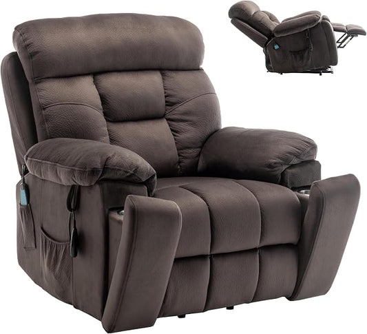 JIKFRIMA 26in Oversized Power Lift Recliner Chair with Massage Heat | Lift Chair for Elderly with Hidden Cup Holders,Side Pockets,Infinite Position Power Control,Velvet Fabric