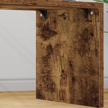 HSH L Shape Home Office Desk with Drawers, L-Shaped Computer Desk with Storage Cabinet Shelves, Wood Executive Desk for Writing Work, Reversible Study Table in Bedroom Living Room, Rustic Brown, 55 In