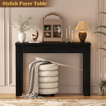 Armocity Console Table, Small Farmhouse Wood Entryway Table, Sofa Tables Narrow Long Behind Couch, Entry Table for Entrance, Hallway, Living Room, 32", Embossed Black