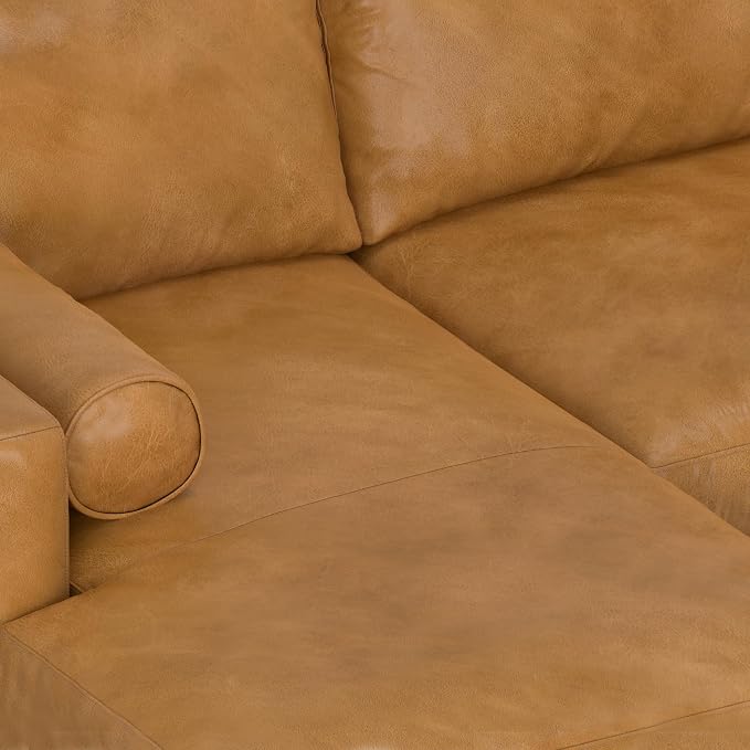 SIMPLIHOME Morrison Left Sectional Sofa in Full-Grain Genuine Leather, Sienna, 102-inches Wide, L-Shaped Leather Couch with Left Chaise for The Living Room and Family Room