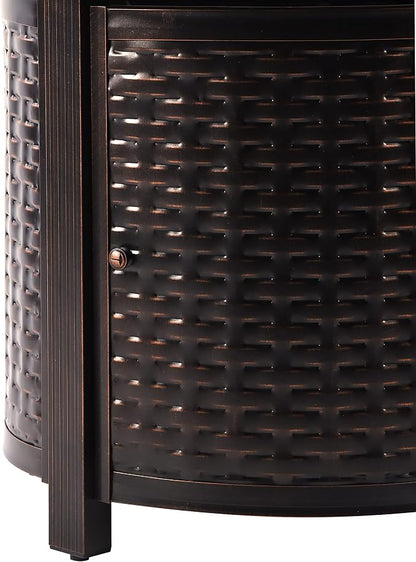 Oakland Living Round 34 in. x 34 in. Aluminum Propane Fire Pit Table with Glass Beads, Two Covers, Lid, 37,000 BTUs in Copper Finish