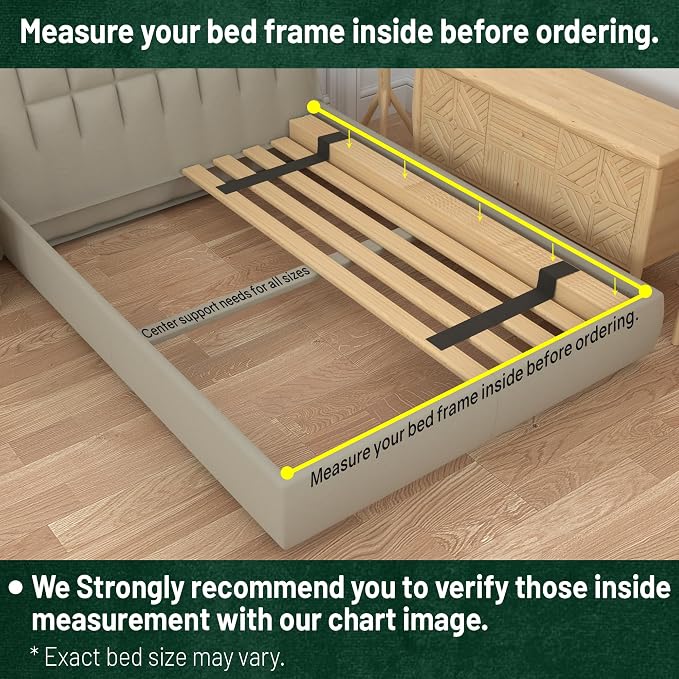Treaton, 0.68-Inch Vertical Wooden Bunkie Board/Bed Slats, Full, Beige