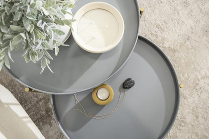 Kate and Laurel Ulani Modern Nesting Side Table, Set of 2, Gray and Gold, Sophisticated Glam End Tables for Storage and Display