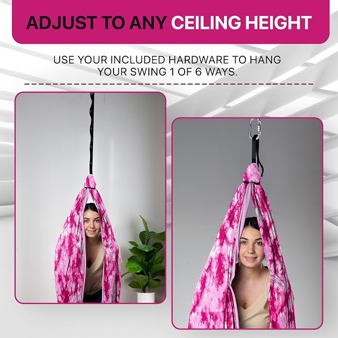 Indoor Sensory Swing for Kids or Outdoor – Holds 300lbs, Double-Layer, & 360° Swivel, Calming Compression Therapy Swing Hammock for Kids & Adults with All Hardware – Sensory-Motor Toys & Gifts