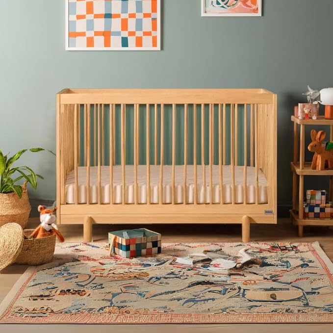 dadada Baby Bliss 4-in-1 Convertible Crib to Toddler Bed & Floor Bed – Made in Italy, GREENGUARD Gold Certified, Baby-Safe Finish, Sustainable Beechwood, Modern Design, 4 Adjustable Heights (Natural)