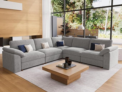EASE MOOSE Oversized L Shape Sectional Modular Sofa，Comfty Sectional Modern Deep Seat Couch,Grey Modular Cloud Couch