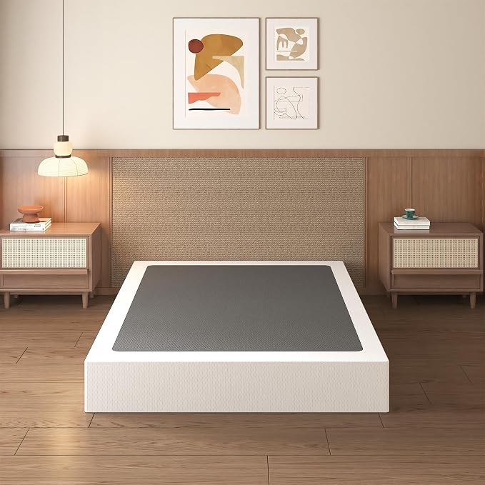 Lutown-Teen 12 Inch California King Box Spring High Profile, Heavy Duty Metal Cali King Box Spring Bed Base with Fabric Cover, Mattress Foundation, Noise Free, Easy Assembly