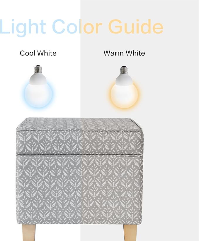 HomePop 18" Classic Square Storage Ottoman - Light Grey Print
