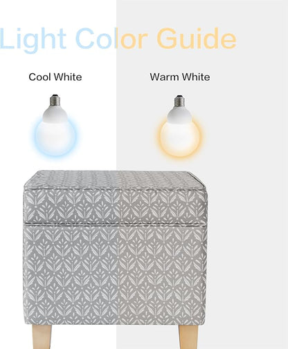 HomePop 18" Classic Square Storage Ottoman - Light Grey Print