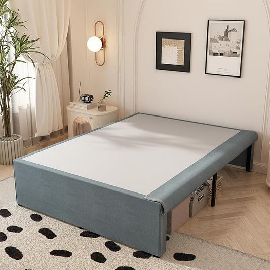 Maenizi California King Bed Frames with Fabric Cover, 18 Inch Heavy Duty Metal Platform Support Up to 3000 lbs with Steel Slat, No Box Spring Needed, Easy Assembly, Noise Free, Black