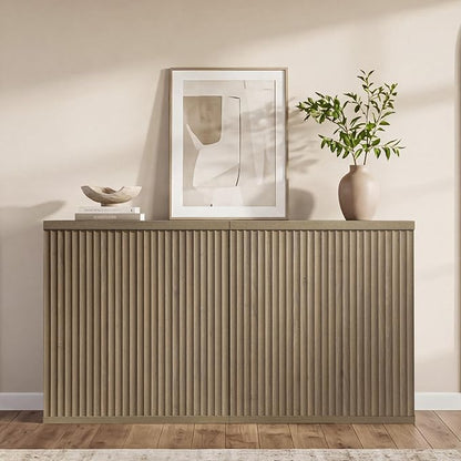 SICOTAS Buffet Cabinet with Storage Accent Sideboard Modern Credenza with Doors & Shelves Fluted Media Console Mid Century Coffee Bar Table for Living Room Kitchen Dining Room Hallway (4PCS)