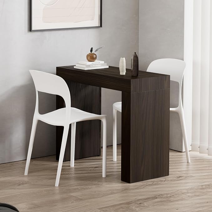 Mobili Fiver, Evolution Desk 35.4 x 15.7 in, Dark Walnut with Two Legs, Made in Italy